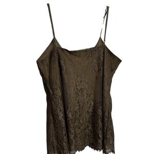 Vintage y2k lace bodice tank top Gold Hawk small chic rave baby doll top silk